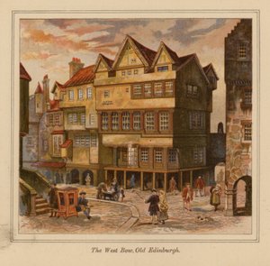 The West Bow, Stary Edynburg (kolorowa litografia)