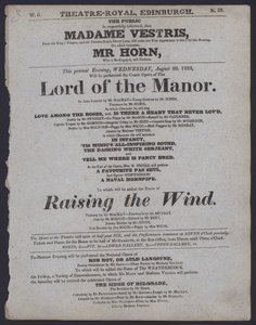 Program teatralny dla Theatre Royal, Edynburg, 20 sierpnia 1823 (lito) autorstwa Scottish School