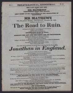 Program teatralny dla Theatre Royal, Edynburg, 29 grudnia 1825 (lito) autorstwa Scottish School