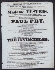 Program teatralny dla Theatre Royal, Edynburg, 5 października 1829 (lito)