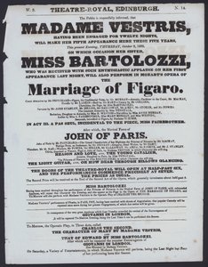 Program teatralny dla Theatre Royal, Edynburg, 8 października 1829 (lito) autorstwa Scottish School
