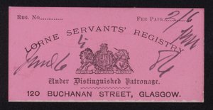 Bilet do rejestru sług Lorne autorstwa Scottish School
