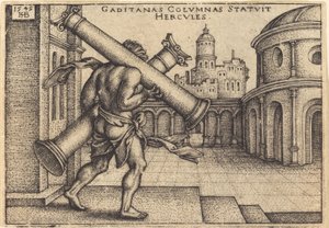 Herkules niosący kolumny Gazy autorstwa Sebald Beham