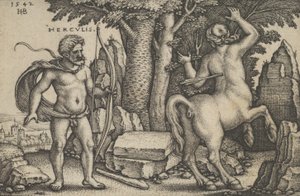 Herkules zabija Nessusa, z „Prace Herkulesa”, 1542. autorstwa Sebald Beham