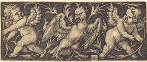 Ornament z orłem i dwoma geniuszami autorstwa Sebald Beham