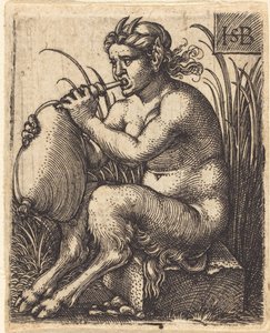 Satyr kobieta grająca na dudach