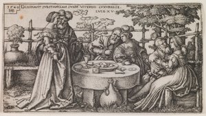 Syn marnotrawny marnuje swój majątek, z serii „Historia syna marnotrawnego” autorstwa Sebald Beham