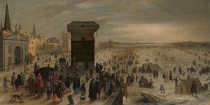 Żuraw na nabrzeżu Antwerpii przy Zamarzniętej Skaldzie