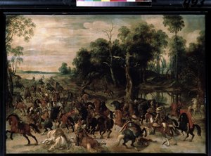 Atak kawalerii, ok. 1615 (olej na drewnie) autorstwa Sebastian Vrancx