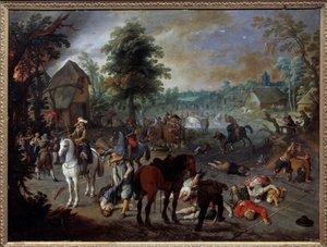 Scena grabieży na wsi Obraz Sebastiena Vrancxa (1573-1647) (ec.flam.) XVII w. Nimes, Muzeum Sztuk Pięknych
