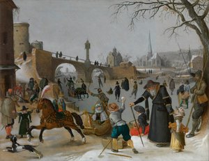 Zimowe przyjemności (olej na desce) autorstwa Sebastian Vrancx
