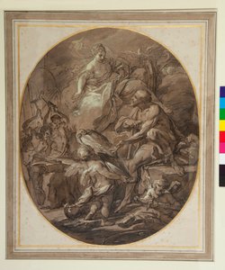 Wenus w Kuźni Wulkana (pióro i brązowy tusz oraz brązowe pranie) autorstwa Sebastiano Conca