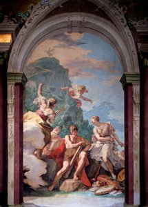 Herkules na rozdrożu między występkiem a cnotą - Fresco autorstwa Sebastiano Ricci