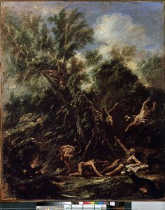 Kuszenie św. Antoniego (Kuszenie św. Antoniego). Malarstwo Sebastiano Ricciego (1659-1734) autorstwa Sebastiano Ricci