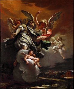 Apoteoza św. Sebastiana Obraz Sebastiano Ricciego (1659-1734) 1694 wym.78,5x63,5 cm Mediolan, Zbiory Miejskie Castello Sforzesco