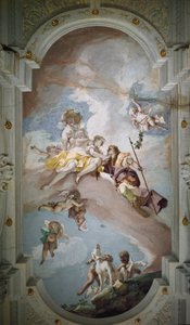Wenus i Adonis - Wenus i Adonis. Fresk Sebastiano Ricciego (1659-1734), około 1707-1708. Florencja, Pałac Pitti. autorstwa Sebastiano Ricci