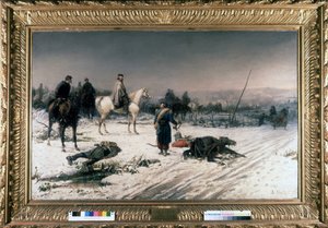 Garibaldi w Dijon na polu bitwy, obraz S. De Albertisa. 1877. Muzeum Risorgimento. Mediolan