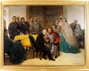 Spotkanie Giuseppe Garibaldiego (1807-1882) i Alessandro Manzoniego (1785-1873)