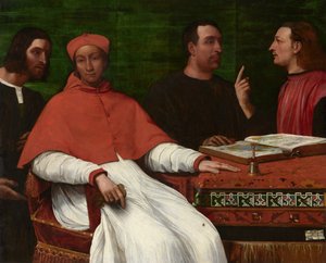 Kardynał Bandinello Sauli, jego sekretarz i dwóch geografów autorstwa Sebastiano del Piombo