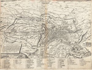 Mapa topograficzna współczesnego Rzymu autorstwa Sebastiano di Re after Giovanni Antonio Dosio