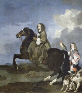Portret Christine of Sweden na koniu (1626-1689), Królowa Szwecji - Christina of Sweden (1626-1689) na koniu - Obraz Sebastiena Bourdona (1616-1671) autorstwa Sébastien Bourdon