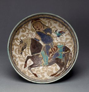 Miska z księciem na koniu z Iranu (dekorowana kamienna pasta) autorstwa Seljuq Dynasty Seljuq Dynasty