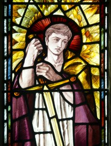 Mortehoe, St Mary, Heaton Butler & Bayne, Selwyn Image, Archanioł St Michael detal, c.1890 autorstwa Selwyn Image Selwyn Image