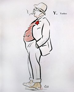 Karykatura Amerykanina w „Alfabet Sem” (1863 - 1934), Y jak Yankee, b.d., XX wiek.