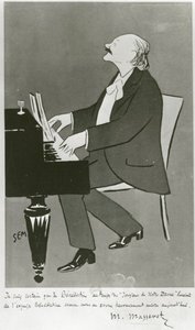 Francuski kompozytor Jules Massenet gra (rysunek) autorstwa Sem