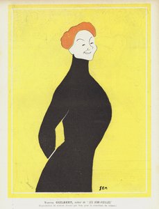 Yvette Guilbert, francuska piosenkarka i aktorka kabaretowa. Ilustracja do Le Rire autorstwa Sem