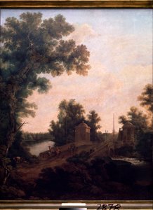 Kamienny most w parku pałacowym Gatchina. (Petersburg). Obraz Siemion Fiodorowicz Szczedrin (Semion Szczedrin) (1745-1804), olej na płótnie