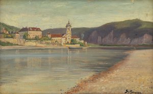 Widok na Dürnstein z przeciwległego brzegu Dunaju