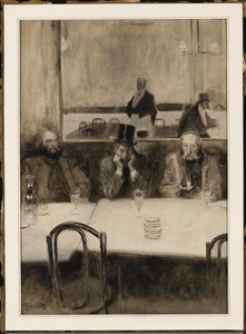 Paul Verlaine, Bibi la Purée i Stephane Mallarme w kawiarni Procope autorstwa Serafino Macchiati