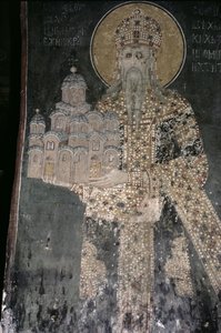 Król Stefan Uros II Milutin (r.1282-1321) z modelem kościoła, 1311-21
