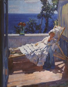 Pani na balkonie, 1916 autorstwa Sergei Arsenevich Vinogradov