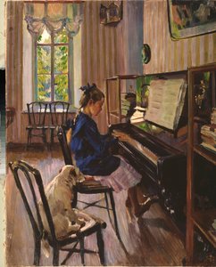 Przy fortepianie - obraz Siergieja Arseniewicza Winogradowa (1869-1938), olej na płótnie