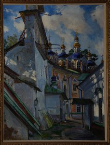 Widok klasztoru Pskovo-Pechersky, 1928 autorstwa Sergei Arsenevich Vinogradov