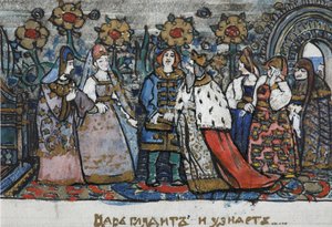 Ilustracja do bajki o carze Saltanie autorstwa A. Puszkina