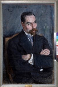Portrait du poete Valeri Iakovlevitch Brioussov (1873-1924) (Portret poety Walerego Bryusowa). Oeuvre Sergei Vasilyevich Maliutin (Serguei Malioutine) (1859-1937), pastel sur papier