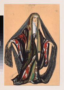 Costume preparatoire pour la piece de theatre „Le triomphe des Etats” de A Bobrishchev Pouchkine (Bobrishchev-Pouchkine) (Projekt kostiumu do sztuki teatralnej Triumph of the States w reżyserii Bobrishcheva Puszkina (Bobrishchev Pushkin) - Oeuvre de Sergei autorstwa Sergei Yurevich Sudeikin
