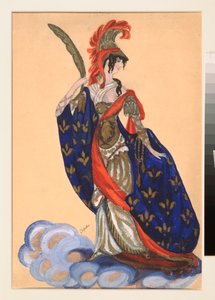 Costume preparatoire pour la piece de theatre „Le triomphe des Etats” de A Bobrishchev Pouchkine (Bobrishchev-Pouchkine) (Projekt kostiumu do sztuki teatralnej Triumph of the States w reżyserii A Bobrishchev-Pushkin (Bobrishchev Pushkin) - Oeuvre de Sergei autorstwa Sergei Yurevich Sudeikin