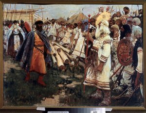 "Chrześcijaństwo i pogaństwo" Chrystianizacja Ukrainy - Alegoria dwóch religii twarzą w twarz - Obraz Siergieja Iwanowa (1864-1910) 1909 Regionalne Muzeum Sztuki, Symferopol