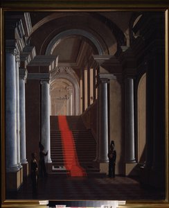 Schody Pałacu Aniczkowa w Sankt Petersburgu. Obraz Siergieja (Sergei, Serguei) Konstantinovich Zaryanko (Zarianko) (1818-1870), olej na płótnie autorstwa Sergey Konstantinovich Zaryanko
