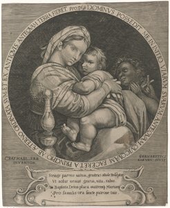 Madonna della sedia Maryja z Dzieciątkiem Jezus i Janem Chrzcicielem autorstwa Servatius Raeven