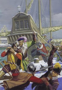 Uniknięcie oblężenia Bredy (gwasz na papierze) autorstwa Severino Baraldi