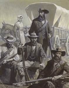 Żołnierze burscy i wagon.
