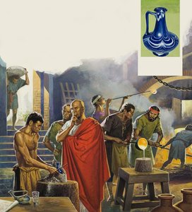 Roman Glass Factory (gwasz na papierze) autorstwa Severino Baraldi