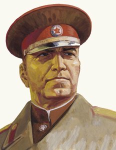 Rosyjski generał Georgij Żukow (gwasz na papierze)