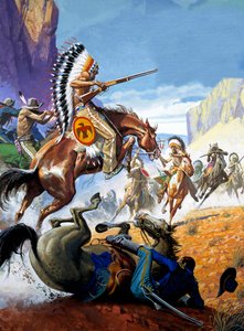 Potyczka z udziałem Indian i żołnierzy autorstwa Severino Baraldi