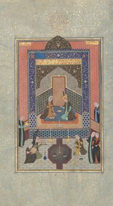 Bahram Gur w Mrocznym Pałacu w sobotę, Folio 207 z Khamsa..., AH 931 AD. 1524-25 autorstwa Shaikh Zada